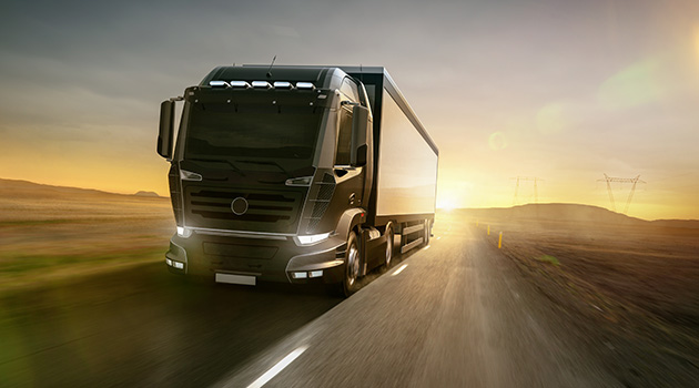 Truck driving on a country road