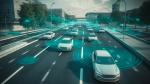 Autonomous cars with digital communication systems driving on a multi-lane smart city road